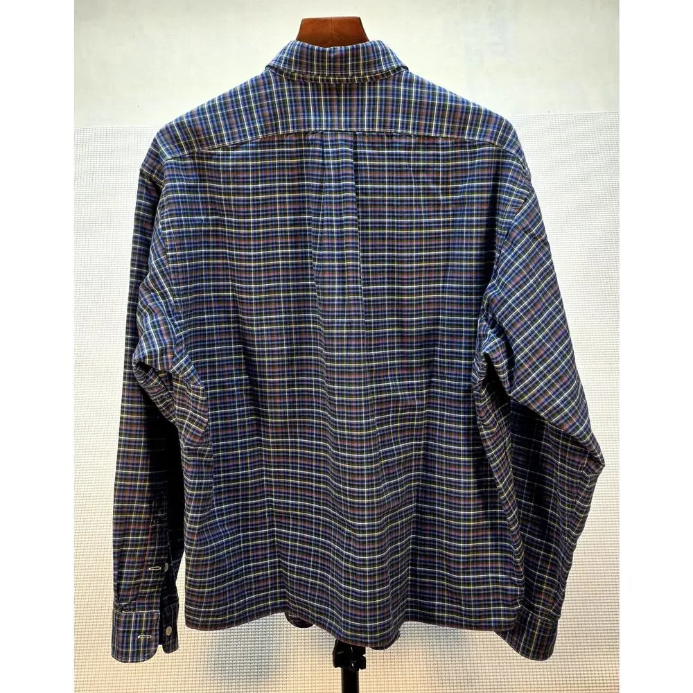 Polo Ralph Lauren Blake Shirt Mens L Blue Plaid Button Down Cotton LS VTG